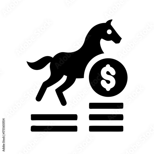 Silhouette of a horse jumping over money