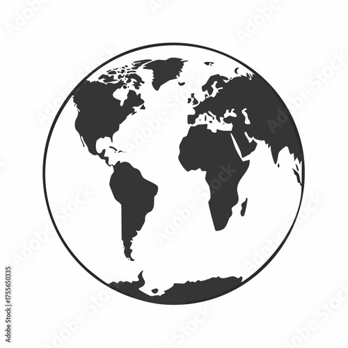 Hand drawn globe in four projections. Western and eastern, north and south hemispheres. Not exactly precision outline drawing of world map in black and white colors. Vector illustration in EPS8.
