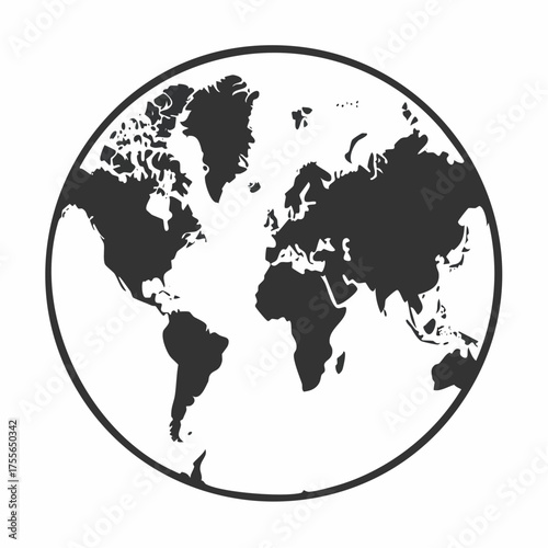 Hand drawn globe in four projections. Western and eastern, north and south hemispheres. Not exactly precision outline drawing of world map in black and white colors. Vector illustration in EPS8.