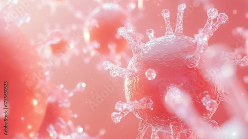 Red virus. illustration of COVID-19. virus