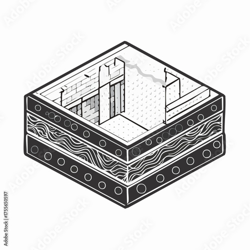 Insulation. Polystyrene Thermal Isolation Vector Illustration