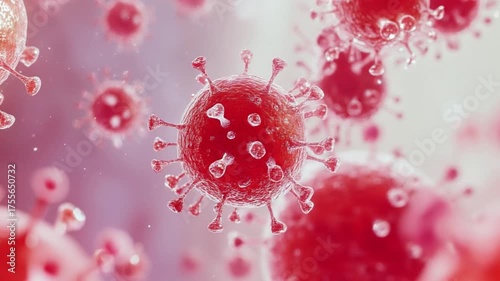 Red virus. illustration of COVID-19. virus