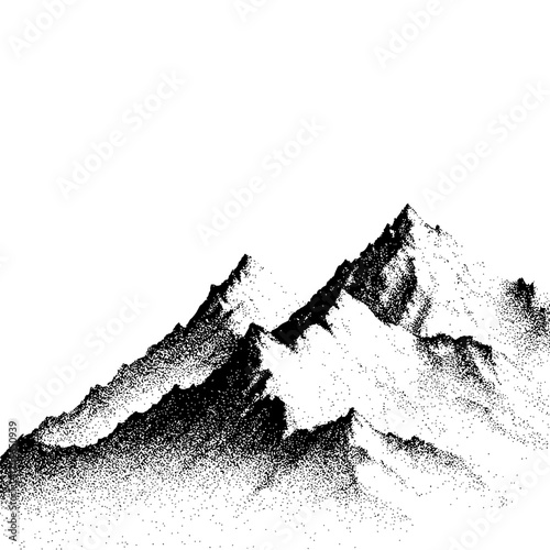 Black and white mountain range illustration landscape drawing peak scenic alps rocky summit nature art 100