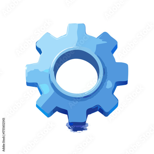 Illustration of a blue gear icon isolated on white background