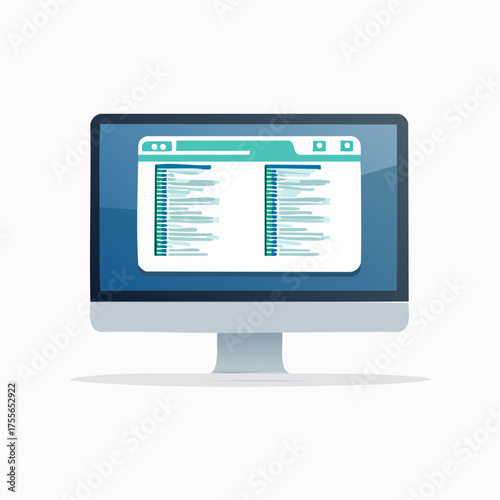 Illustration of a computer monitor displaying a software interface vector