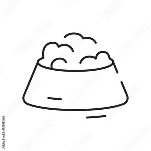 A line drawing of a pet food bowl filled with kibble