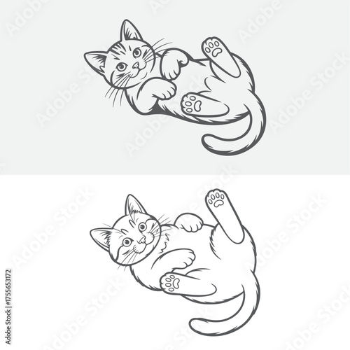 Cartoon Cats Lying on Their Backs