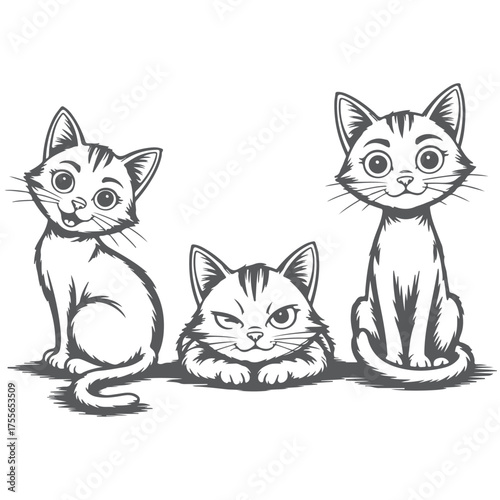 Cartoon Cats with Expressive Faces and Poses