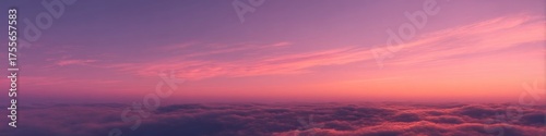 Breathtaking hdr panorama of serene sunset above the clouds