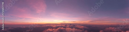Breathtaking sunrise over clouds mountain range hdr panoramic view serene atmosphere