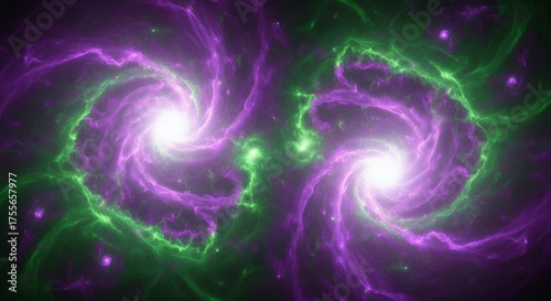 Electric Purple Green Ionized Gas Cloud