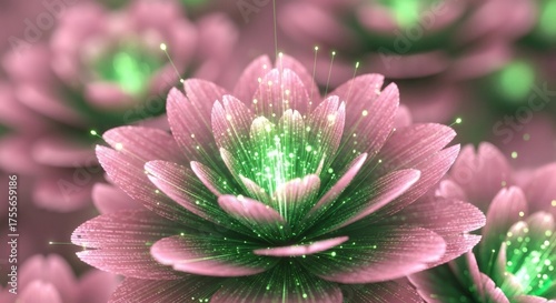 Data Flower Cherry Blossom Pink Green Energy