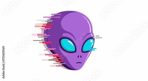 Alien head with glitching effect