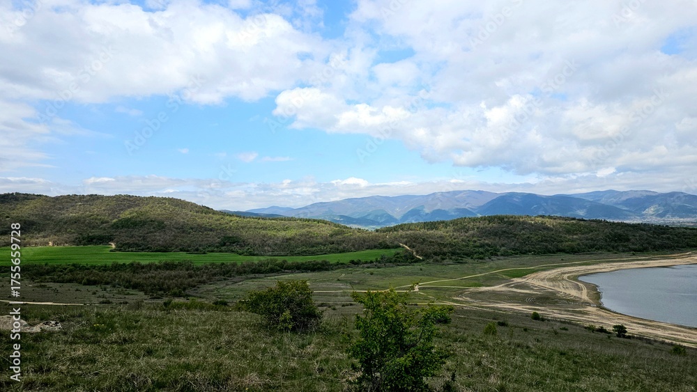 Fototapeta premium landscape with river and mountains