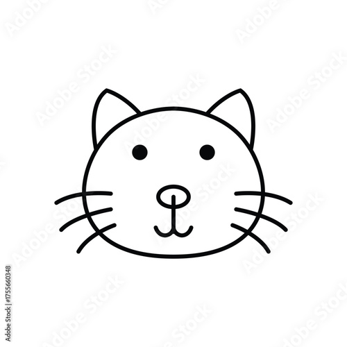 Simple line drawing of a cat face with ears eyes whiskers and a nose that resembles the letter y