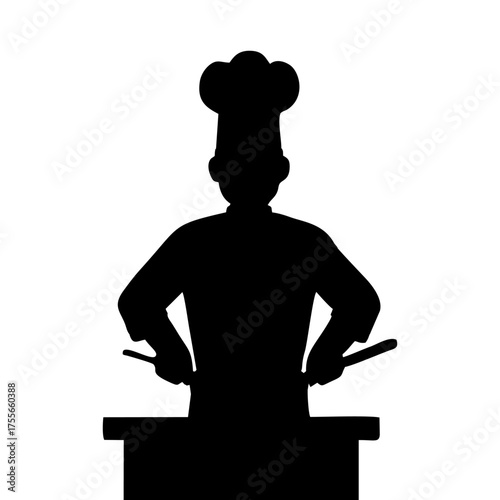 SILHOUETTE OF A CHEF COOKING