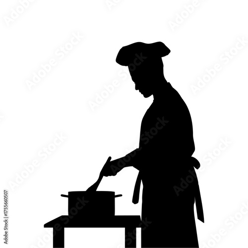SILHOUETTE OF A CHEF COOKING