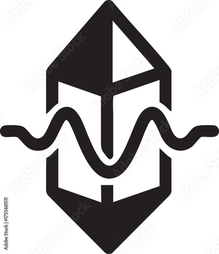 Vibrational Therapy Silhouettes Crystal Wave Energy Healing Holistic Balance Icon