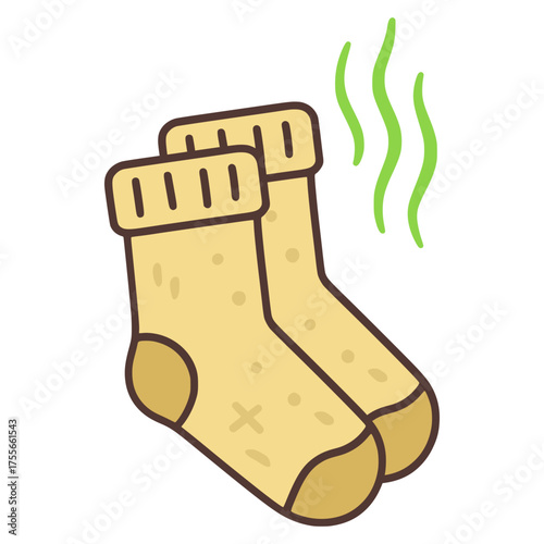 dirty socks smell bad aroma flat color vector illustration template design
