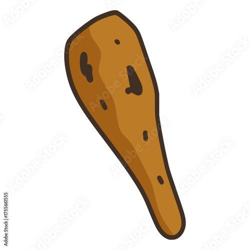 wooden club vintage weapon caveman ancient flat color vector illustration template design