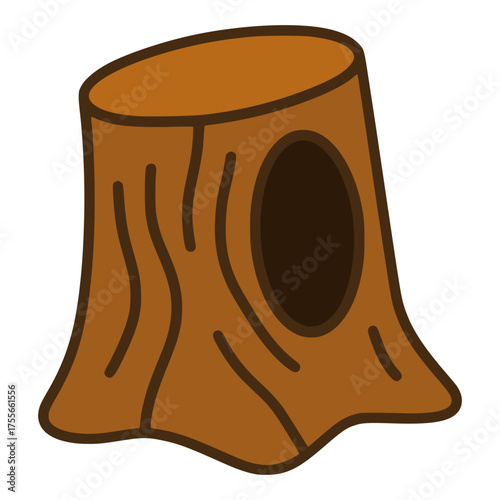 tree stump with hole flat color vector illustration template design