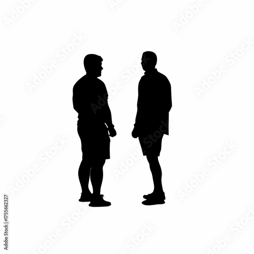 Silhouette of counselor listening to addict in therapy session isolated on white background