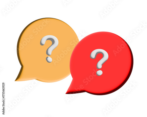 Speech Bubble with question mark and exclamation mark 3d illustration isolate Background suitable for UI