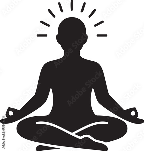 Spiritual Well-being Silhouettes Meditation Peace Focus Icon Vector