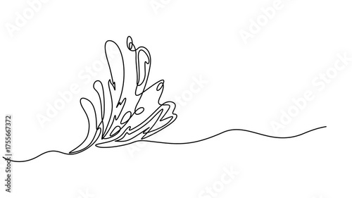 Self drawing animation of single one line draw blue water splash and drops isolated on white background, Draw water splashes wave Continuous line draw Full length single line animation 4K video one.