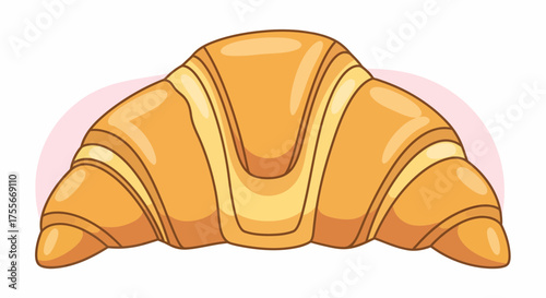Cartoon Croissant Illustration Isolated On White Background Pastry