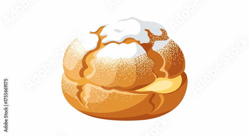 Choux Cream Puff With Powdered Sugar Delicious Dessert