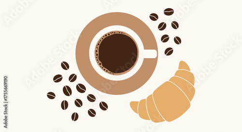 Coffee And Croissant Flat Lay Simple And Clean Design