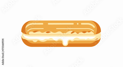 Delicious Eclair Pastry With Cream Filling Graphic Illustration