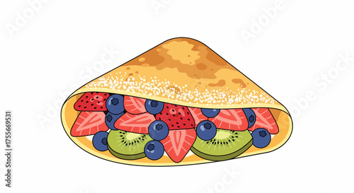 Delicious Crepe Filled With Fresh Summer Berries And Tropical Fruit