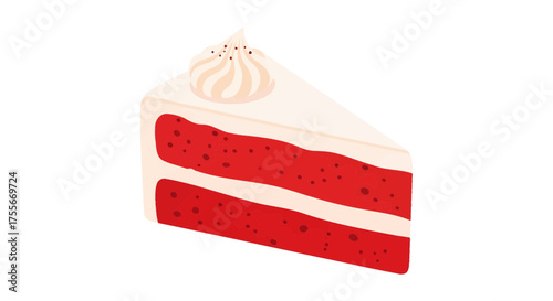 Delicious Red Velvet Cake Slice With Creamy Frosting