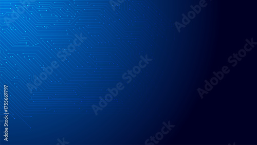 Abstract blue technology with circuit board network. Global world network and telecommunication digital data visualization