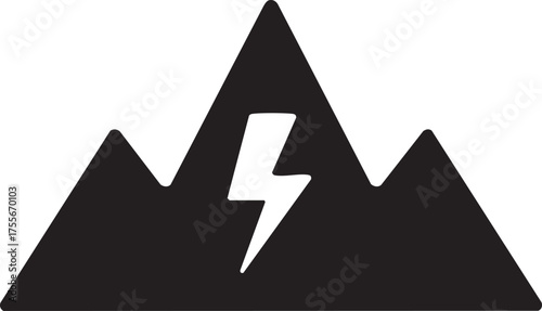Electrical Energy Silhouettes Lightning Mountain Natural Power Severe Weather Icon