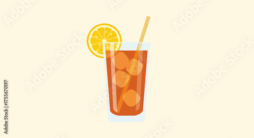 Fresh Summer Drink With Ice Cubes And Orange Slice