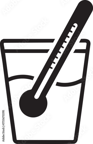 Environmental Silhouettes Clean Water Testing Thermometer Temperature Logging Icon