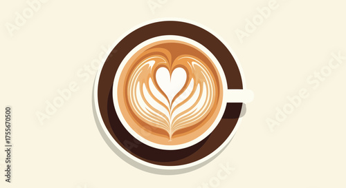 Latte Art Heart Shape In Cup, Coffee Shop Menu Concept Design