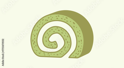 Matcha Swiss Roll With Green Tea Flavor Dessert Illustration