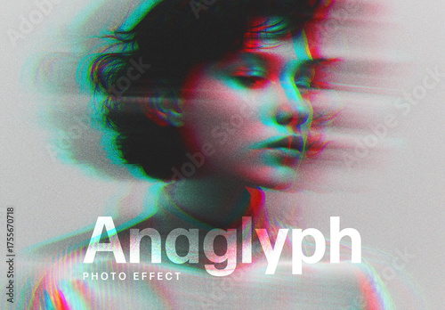 Motion Anaglyph Photo Effect Mockup