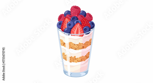 Refreshing Parfait With Fresh Berries And Crunchy Granola Layers