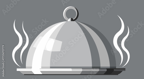 Silver Dome Covered With Aroma Smoke Design For Food Presentation