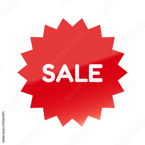 光沢のあるアイコン_SALE_Fredoka font_ギザギザ型_RED