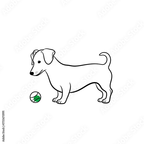 A charming jack russell terrier stands playfully beside a ball, ready for a game of fetch, isolated on white background a delightful canine scene