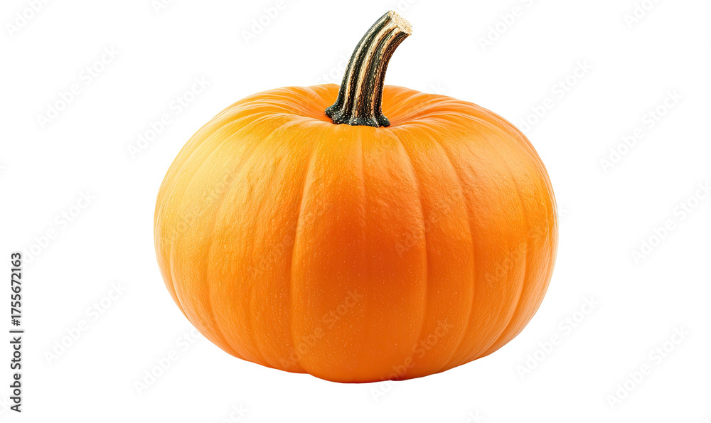 Obraz premium Orange pumpkin with a ribbed surface against a black background