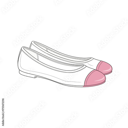 Illustration of ballet shoes isolated on white background, a symbol of grace, elegance, and dance, perfect for fashion, art, and creative projects
