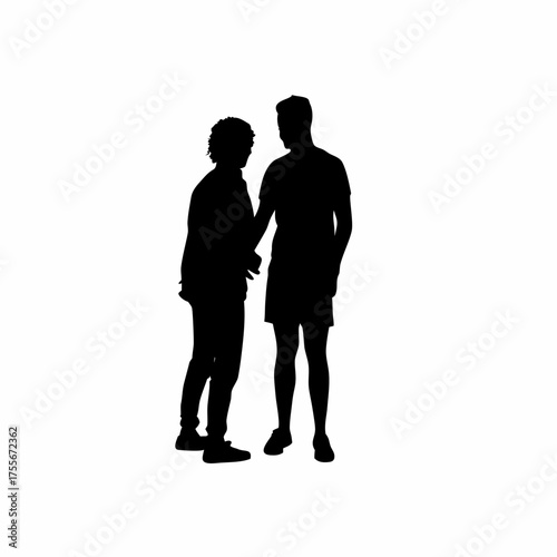 Therapist helping person resist temptation silhouette isolated on white background