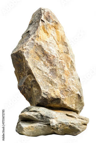 Stacked rock formation. Textured surface. Outdoor element